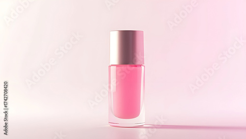 Minimalist Pink Perfume Bottle with White Background