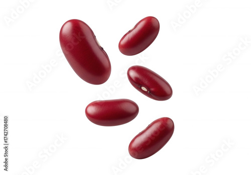 Crimson kidney beans floating isolated on a transparent background