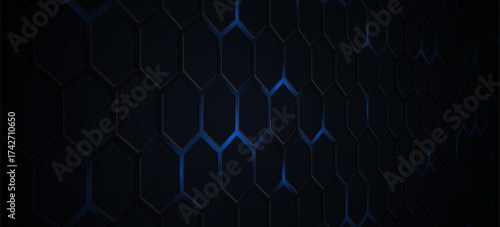 Hexagonal Abstract Technology Background. Hexagons Pattern for Hi-Tech Communication Design. Hi-tech Cyber Hexagon Sci-Fi Game Banner Grid. Vector Illustration