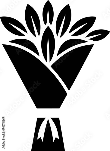 Hand Tied Bouquet Black Silhouette