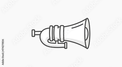 Simple Line Art Icon of a Trumpet Musical Instrument with Bell.