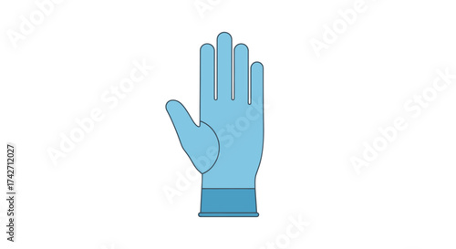 A simple flat vector illustration of a single light blue disposable medical glove.
