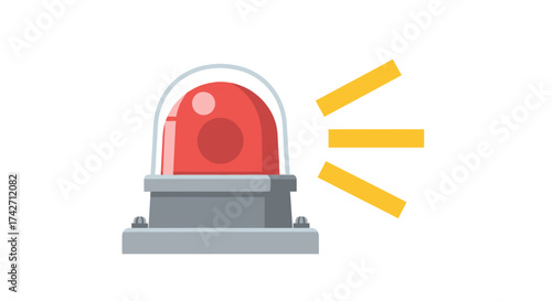 Flashing Red Emergency Siren with Yellow Light Rays.