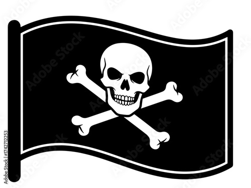 Waving pirate flag skull and crossbones emblem nautical symbol nautical adventure vector