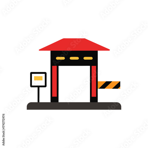 A colorful toll booth vector art illustration
