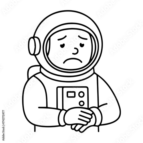 outline icon sad astronaut in a spacesuit vector on a white background
Vector line icon of joy and sadness emotions on a white background