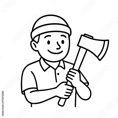 outline icon happy forester with an axe vector on a white background
Vector line icon of joy and sadness emotions on a white background