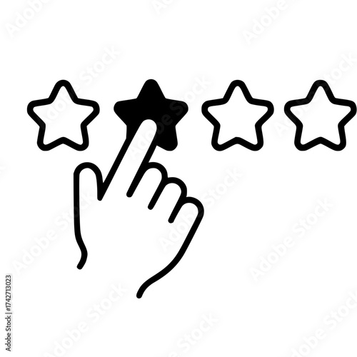 Hand cursor clicking a one star rating icon
