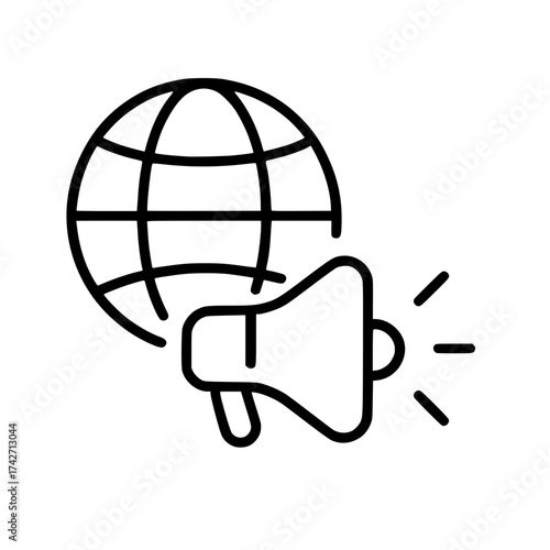 Global announcement and worldwide broadcast communication icon
