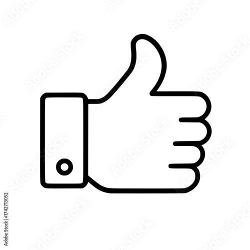 Minimalist thumbs up hand gesture line art icon
