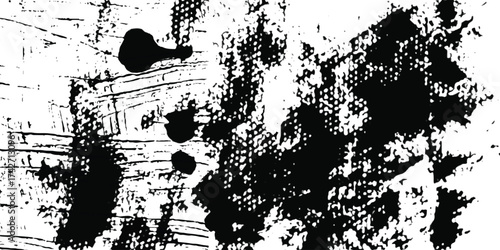 Abstract grunge texture black ink splatters distressed surface pattern vector