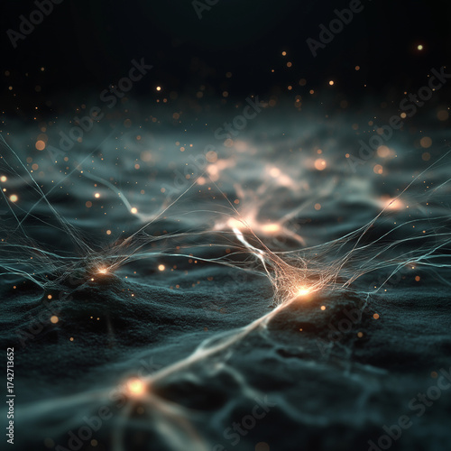 Bright abstract Christmas tree lights on a dark background with sparkle 