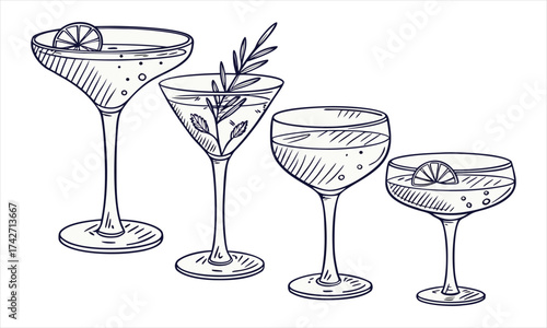 set of cocktails