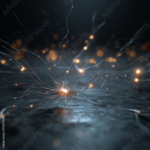 Bright abstract Christmas tree lights on a dark background with sparkle 