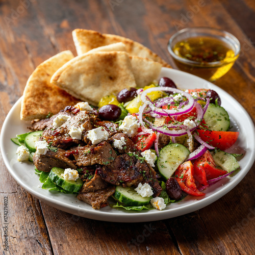 Gyros Greek Salad with Pita Bread