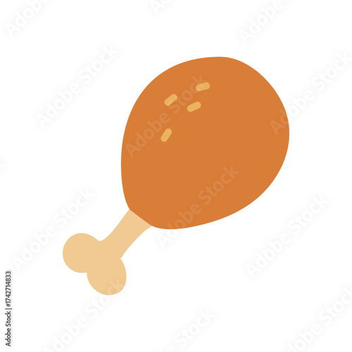 Roasted Chicken Thigh Line Art Icon