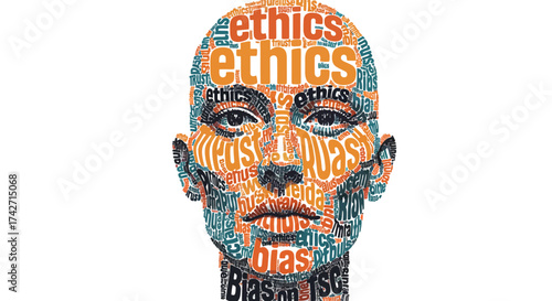 Ethics and trust conceptual face portrait with typography design