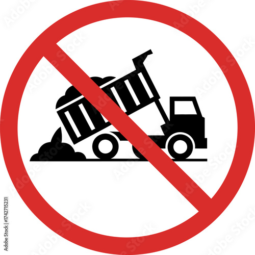 No Tipping Dump Truck Prohibition Sign