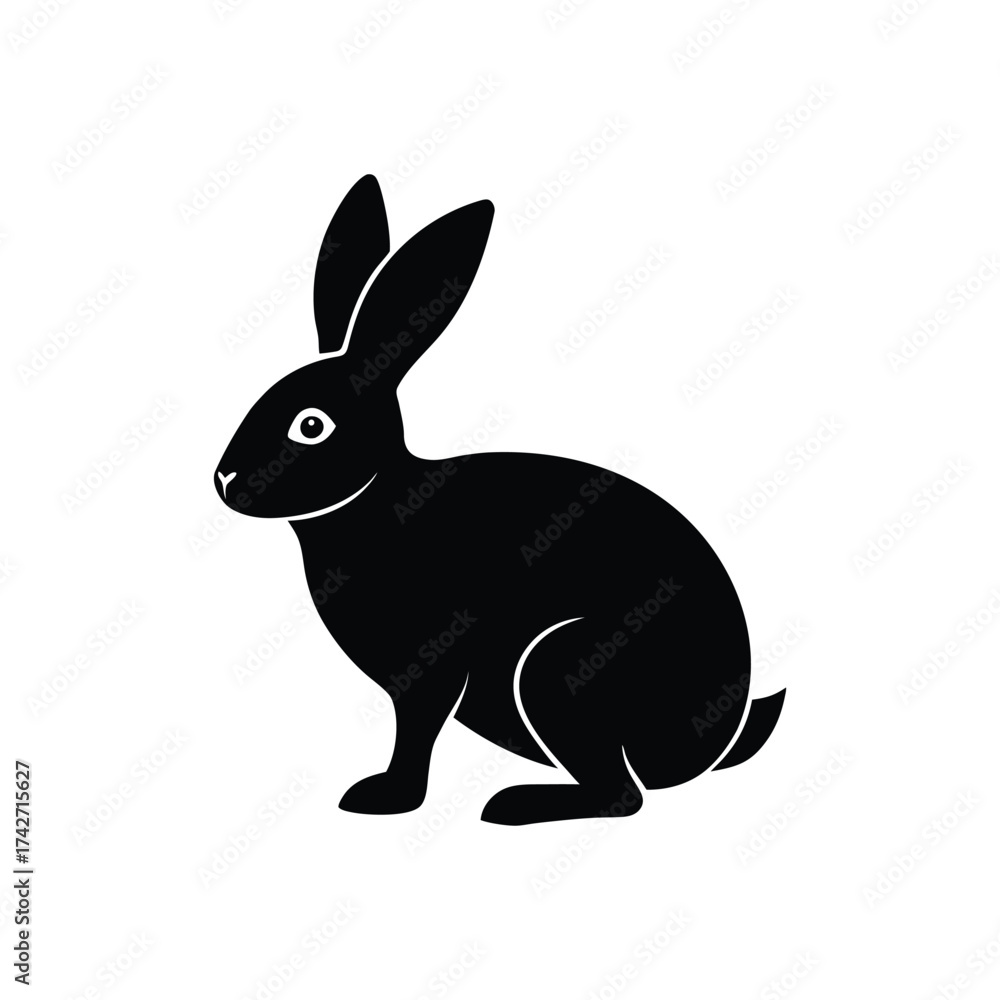 Fototapeta premium Rabbit Silhouette Animal Icon On White Background