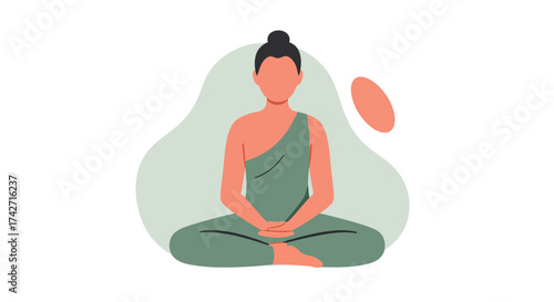 Peaceful meditation: minimalist design of woman practicing yoga