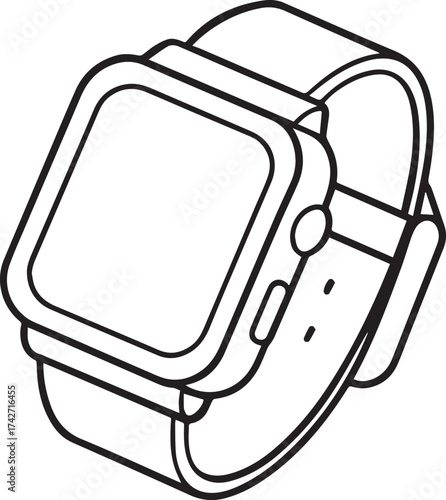smartwatch outline vector illustration line art