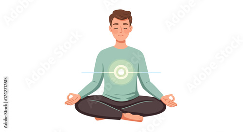 Calm meditation: serene man practicing mindfulness and yoga