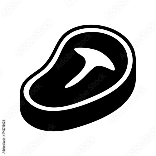 T-Bone Steak Glyph Vector Icon Design