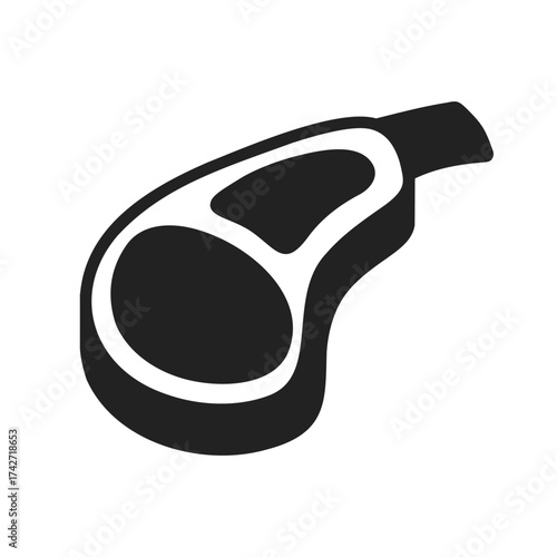 Lamb Chop Meat Glyph Vector Icon