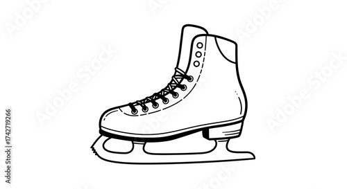 Ice skate outline drawing: classic winter sport equipment design