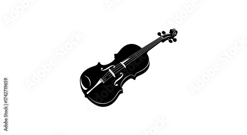 Classic silhouette of a violin on white background