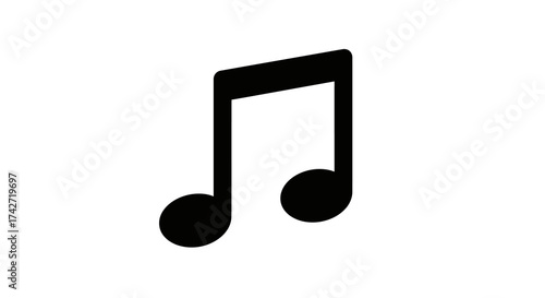 Simple music note icon on white background for audio projects