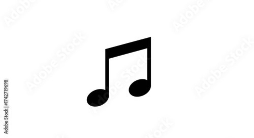 Minimalist black music note icon on white background for creative design proj…