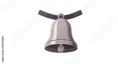 Elegant gray cartoon bell with rustic wooden hanger