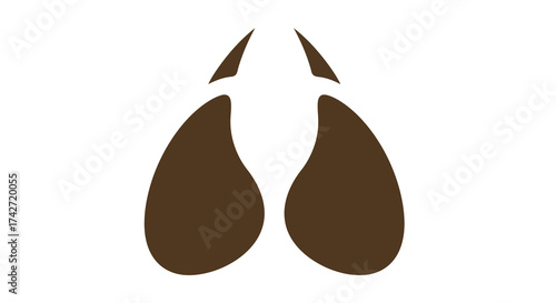 Minimalist abstract brown cow hooves design on white background