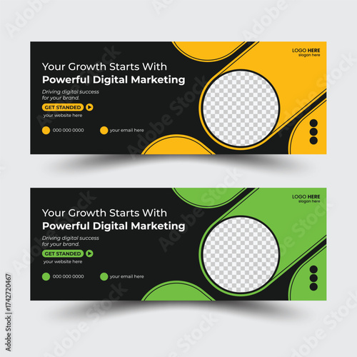 professional Facebook banner design, creative modern business Facebook cover banner design with a modern two-color style.	