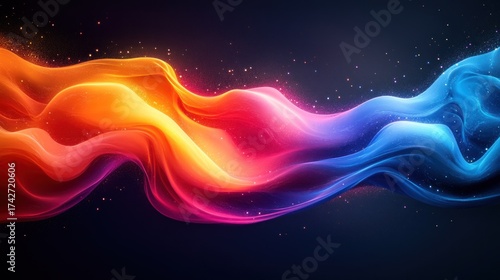 Abstract flowing ribbons of vibrant colors