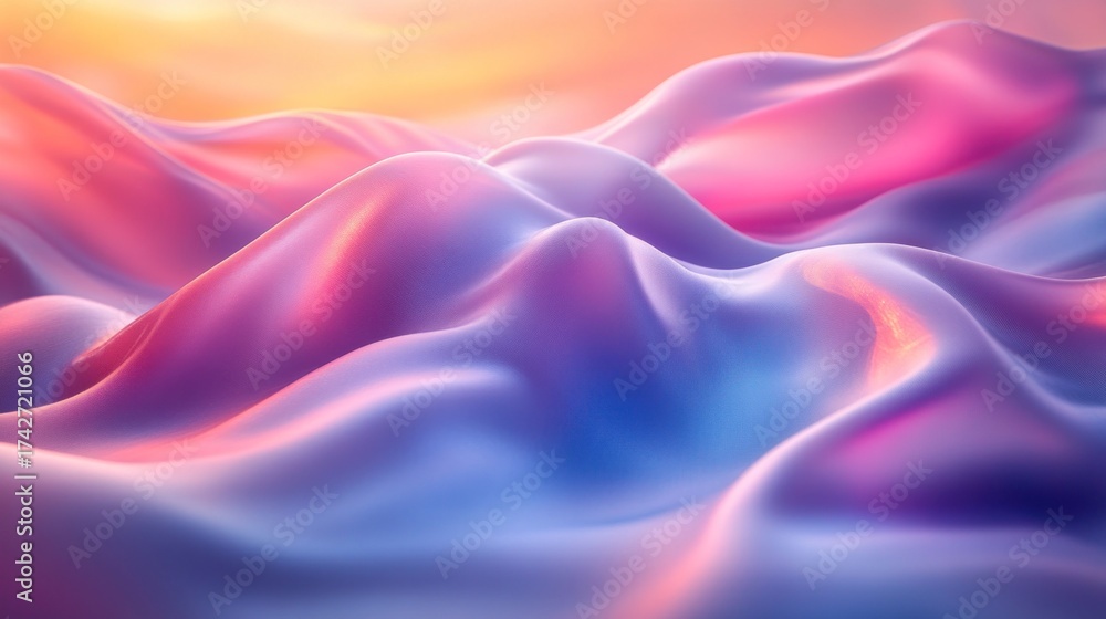 Obraz premium Abstract landscape of flowing, vibrant, iridescent fabric