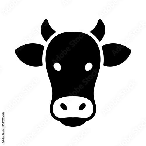 Cattle Cow Head Black Glyph Icon