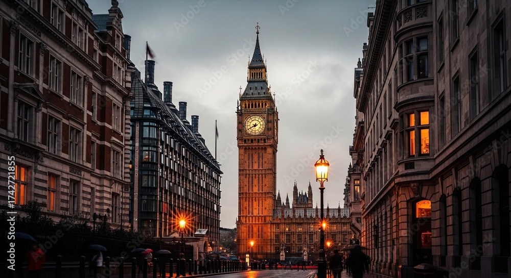 Fototapeta premium Iconic London Landmark Big Ben Illuminated at Dusk