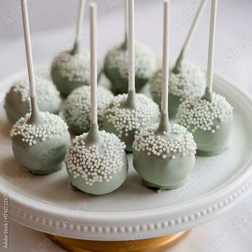 Elegant Mint Cake Pops with White Sprinkles