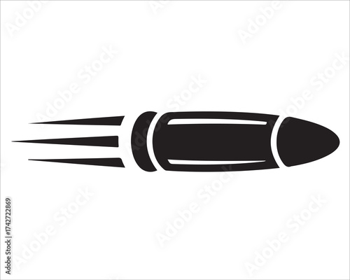 Black ammunition symbol representing speed and motion