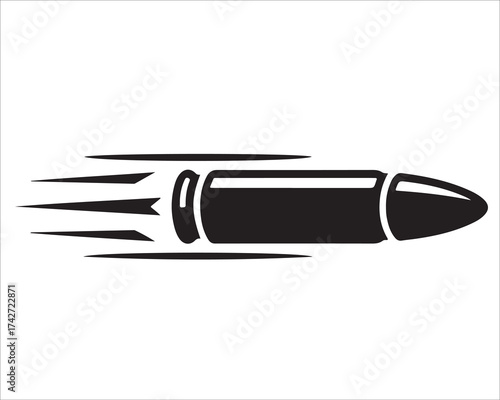 Flying bullet vector icon isolated on white background