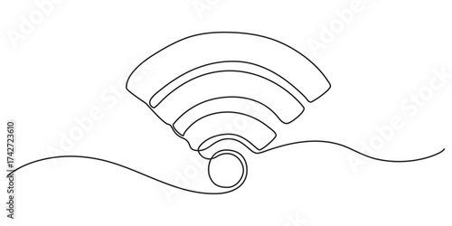 Continuous one line drawing of WIFI signal. One line drawing illustration of wifi signal for internet. World telecommunication day concept single line. Editable outline