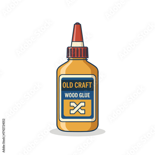 Bottle of Old Craft Wood Glue for Carpentry Projects.