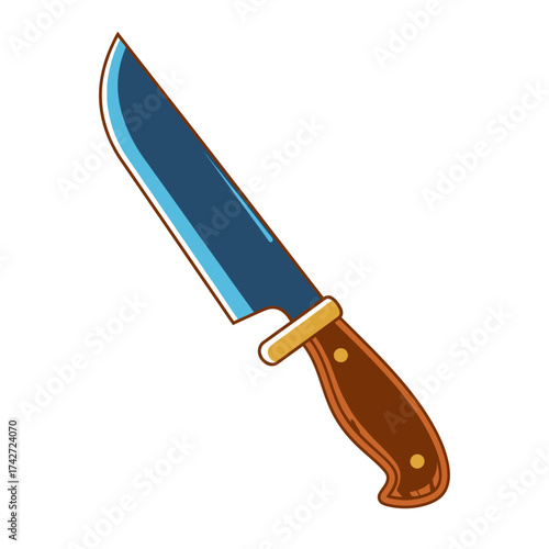 Cartoon Hunting Knife with Wooden Handle and Sharp Blade.