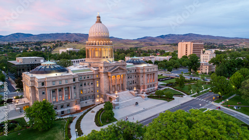 The Capitol building is lit up at night