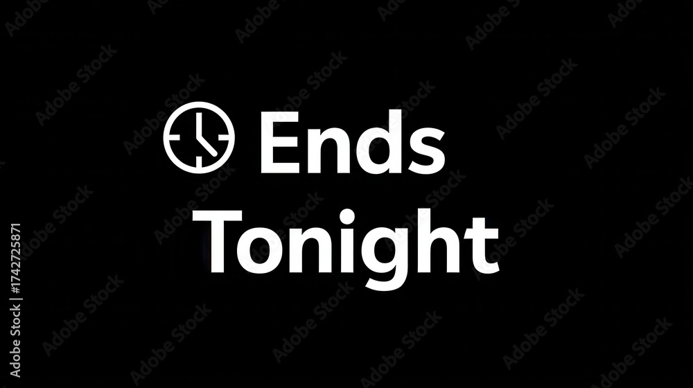 Fototapeta premium ends tonight promotional graphic with clock