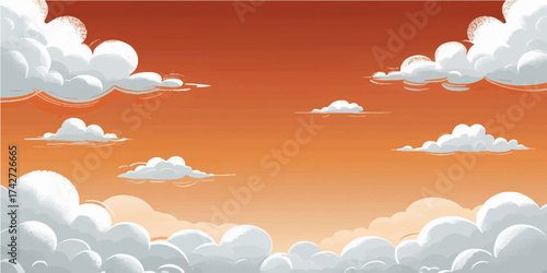 Bright, beautiful clouds and sun in the blue sky; a clear vector illustration of nature's cloudscape on a sunny day