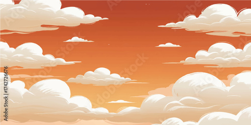 A bright seamless pattern of clouds in the sky with the sun peeking through