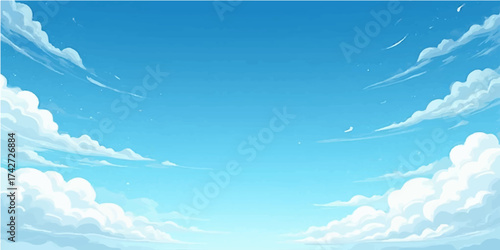 Beautiful clear blue sky with white summer clouds